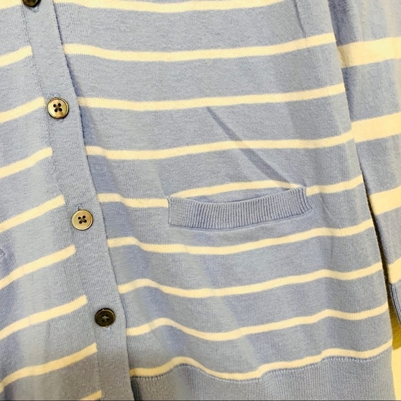 GAP Silk blue stripe nautica academy long cardigan preppy luxury womens S pocket - Picture 6 of 10